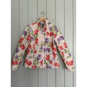 Lands End Quilted Floral Print PrimaLoft Packable Jacket XS Full Zip